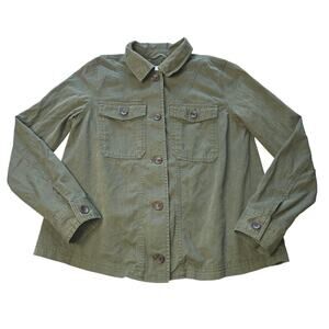 Old Navy Jacket Women Small Green Utility Button Front Chore Coat Military Style